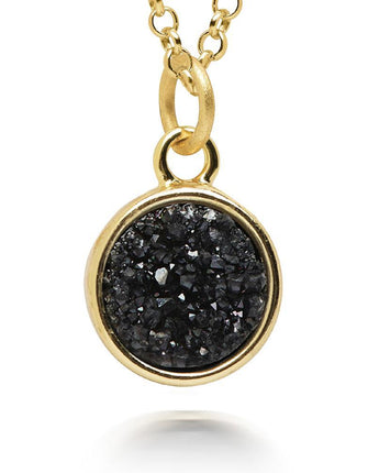 Geo Black Druzy Necklace Women's Stone Necklace