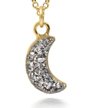 Crescent Silver Druzy Necklace Women's Stone Necklace