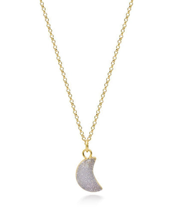 Crescent White Druzy Necklace Women's Stone Necklace