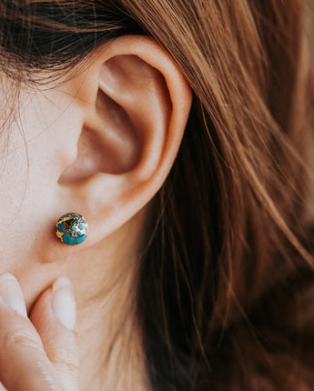 Facet Turquoise Stud Earrings Women's Earrings