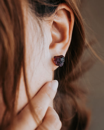 Flow Amethyst Stud Earrings Women's Stone Earrings