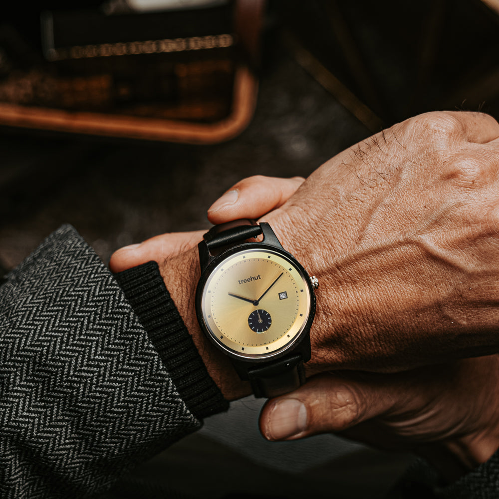Alpine Ebony Gold Black Men's Leather Watch