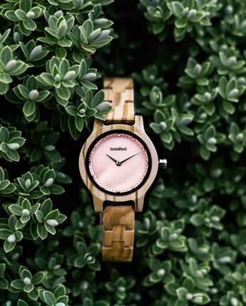Pearl Petite Olive Rose Gold Women's Wooden Watch
