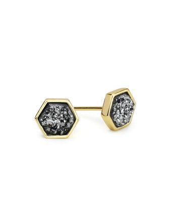 Geo Silver Hex Druzy Earrings Women's Stone Earring