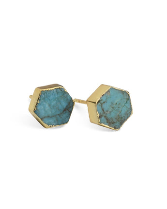 Turquoise Hex Stone Earrings Women's Stone Earring