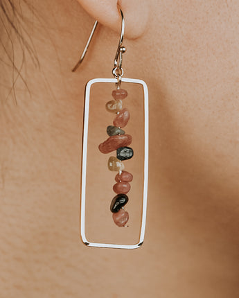 Natural stone earrings with tourmaline and onyx stones