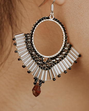 Handmade bead fan earrings 
