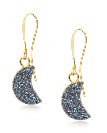 Crescent Blue Druzy Earrings Women's Stone Earring