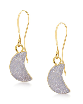 Crescent White Druzy Earrings Women's Stone Earring