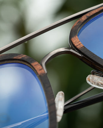 Maverick Aviator Ebony blue light wood glasses