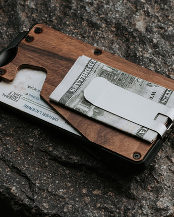 Treehut RFID blocking walnut wood wallet with RFID blocking body and money clip for men 