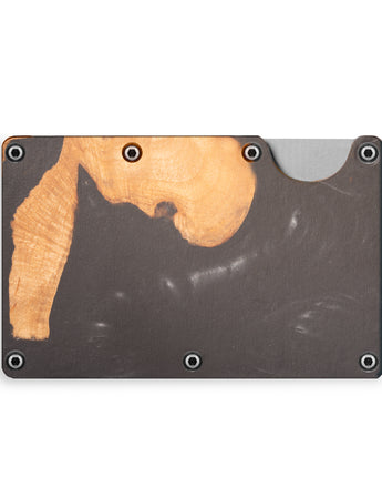 Black resin and maple wood wallet with RFID blocking technology 