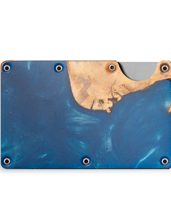 Blue resin and maple wood wallet handmade with RFID blocking body by Treehut 