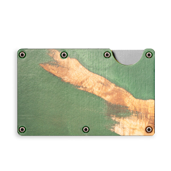 Treehut Wallets | Green Resin Plus Wood Wallet | Maple Wood