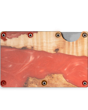Treehut red and brown wooden wallet with metal money clip and RFID blocking technology 