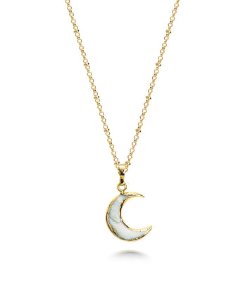 Crescent Moon Stone Necklace Women's Stone Necklace