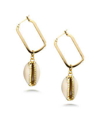 Gold Dipped Shell Drop Earrings Women's Stone Earring