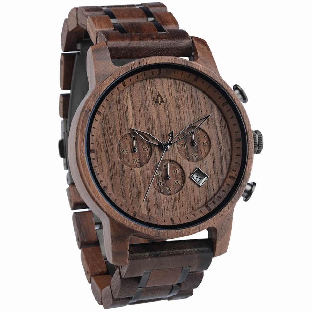 TREEHUT Wood Watches | Brown Quartz | | Boyd Walnut | North | Japanese Treehut | Mens Movement | Chocolate Watch Chronograph Walnut Function