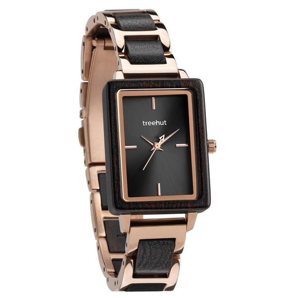 Lola Ebony Rose Gold Women's Stainless Steel Wooden Watch