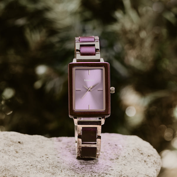 Lola Purple Heart Violet Women's Stainless Steel Wooden Watch