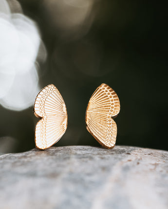 Gold plated  butterfly wing stud earrings for her 