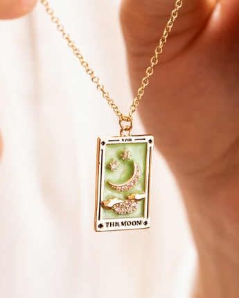 Treehut good fortune moon tarot card necklace gold plated