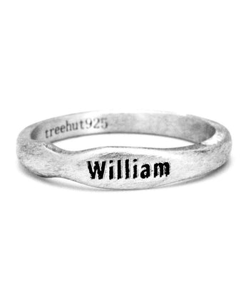 Rustic Engraved Sterling Name Ring Women's Engraved Ring