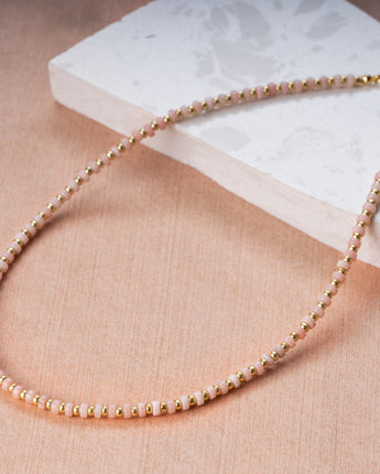 Treehut Pink and gold natural rose quartz stone choker necklace for women 
