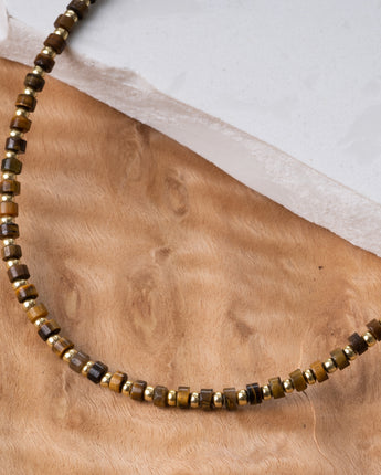 Brown and gold tiger's eye natural stone choker for her