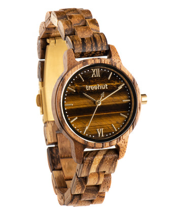 Odyssey Women's Tiger Eye Zebrawood Women's Wooden Watch