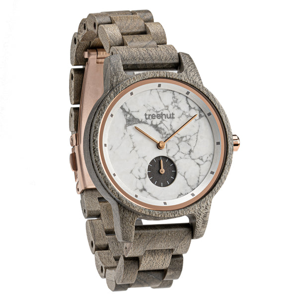 Paradise Grey Maple White Marble Women's Wooden Watch