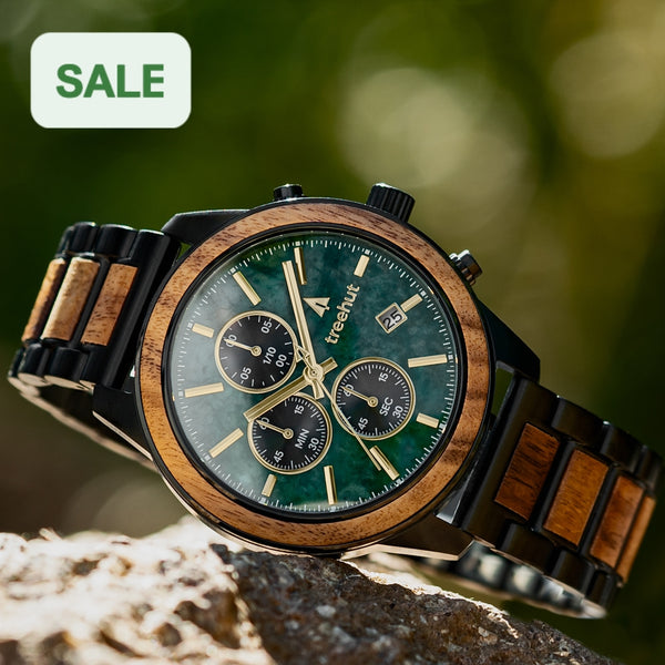 Quest Green Marble Koa Men's Wooden Watch