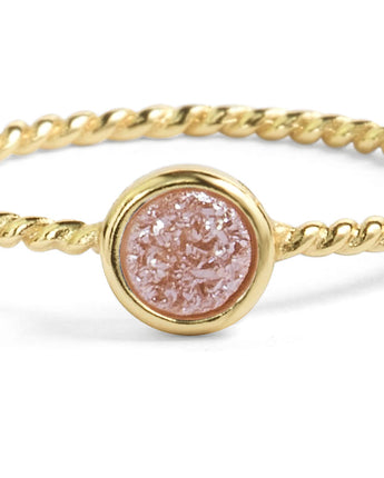 Tiny Champagne Pink Druzy Stacking Ring Women's Stone Ring