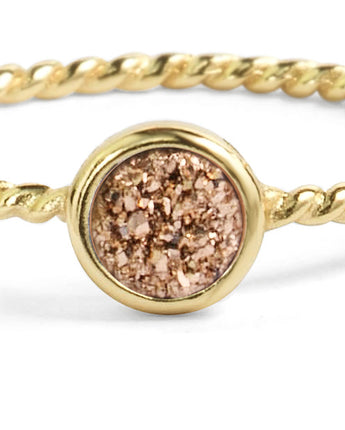 Tiny Rose Gold Druzy Stacking Ring Women's Stone Ring