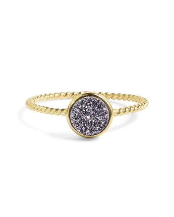 Tiny Silver Druzy Stacking Ring Women's Stone Ring