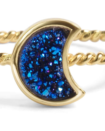 Moonbloom Blue Druzy Stacking Ring Women's Stone Ring