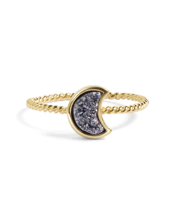 Moonbloom Silver Druzy Stacking Ring Women's Stone Ring