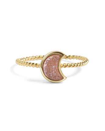 Moonbloom Champagne Pink Druzy Stacking Ring Women's Stone Earring