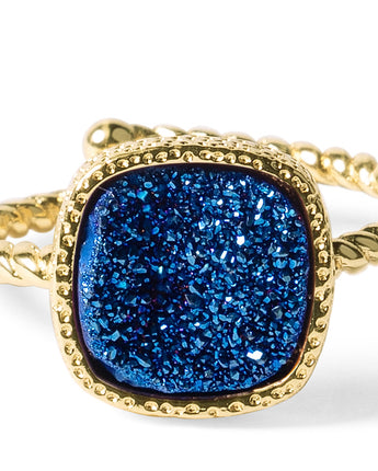 Princess Royal Blue Druzy Cable Ring Women's Stone Ring
