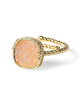 Princess Champagne Pink Druzy Cable Ring Women's Stone Ring