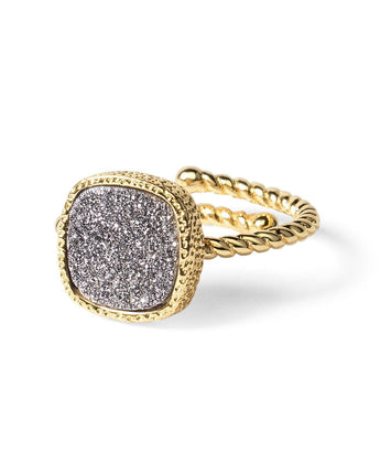 Princess Silver Druzy Cable Ring Women's Stone Ring