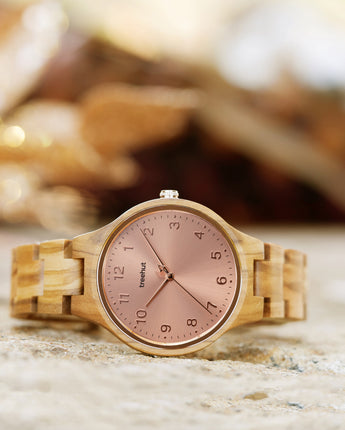 Solstice Olive Wood Rose Gold Women's Wooden Watch