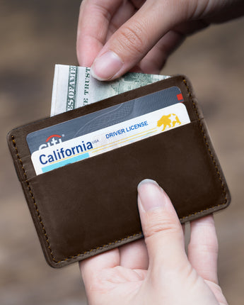 Brown Four Card Case Men's Genuine Leather Wallet