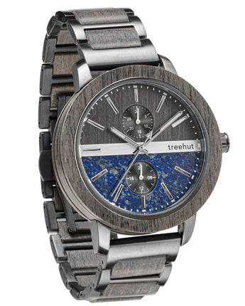 Tao Blue Marble Grey Maple Men’s Stainless Steel Wooden Watch