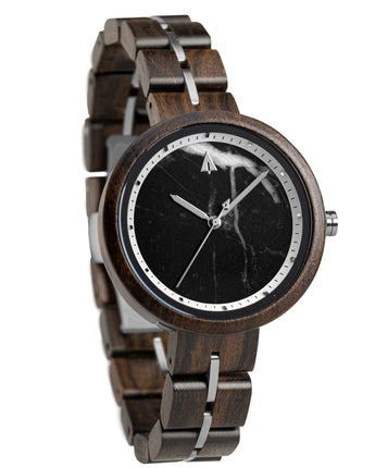 Theory Black Marble Monochrome Women's Wooden Watch