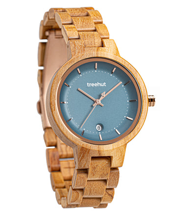 Theory Olive Blue Women's Wooden Watch