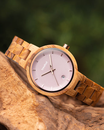 Theory Olive Pink Women's Wooden Watch