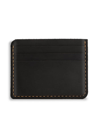 Black Three Card Case  Men's Genuine Leather Wallet