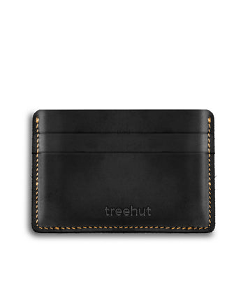 Black Four Card Case  Men's Genuine Leather Wallet