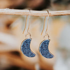 Crescent Blue Druzy Earrings